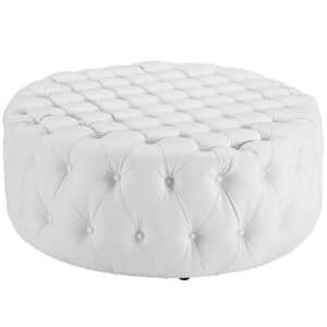 Large White Round Ottoman